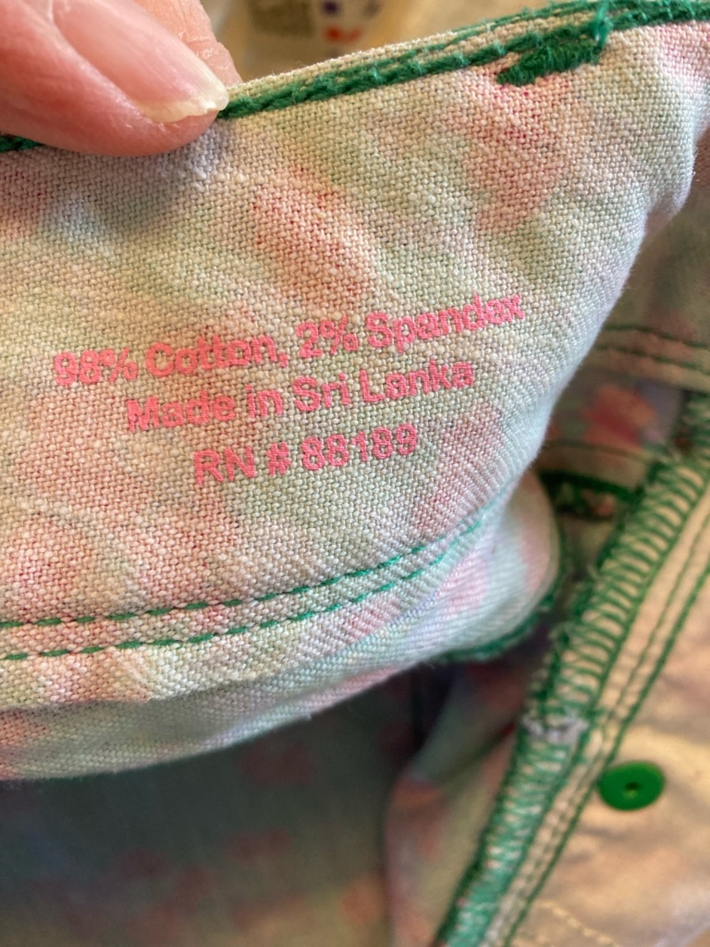 Lilly Pulitzer Green Skinny Jeans with Pink Floral Print - Picture 6 of 15